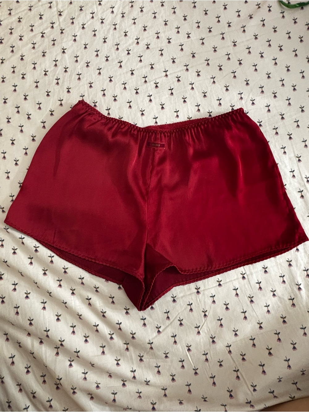 SKIMS Burgundy Satin Sleep Shorts